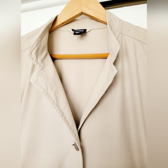 Eileen Fisher Women's Stretch Eco Cotton Canvas Blazer Khaki Tan Oversized Large - Picture 6 of 16